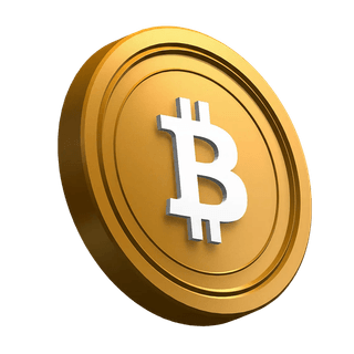 Nakloněná mince Bitcoin BTC použitá jako grafický prvek v hero sekci
